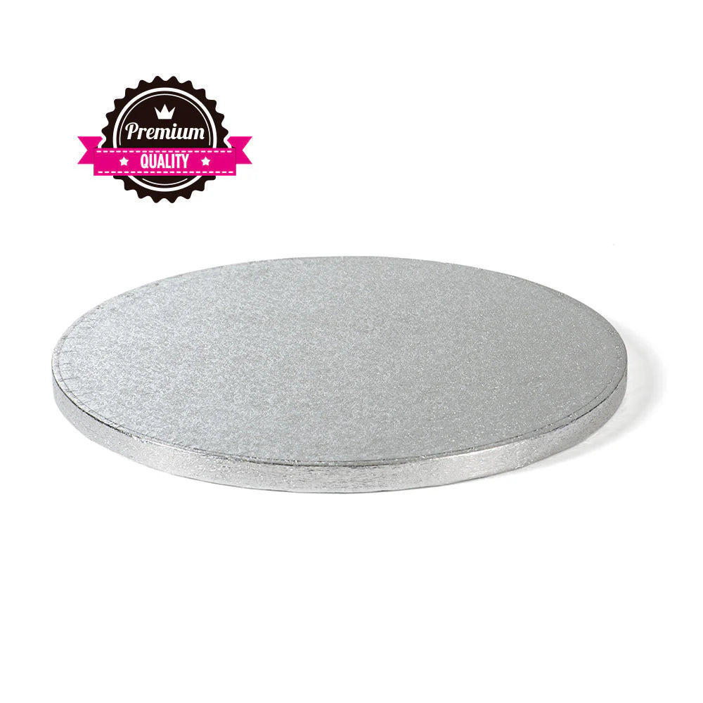 Cake drum à gâteaux ronds rigides argentés - 60 cm