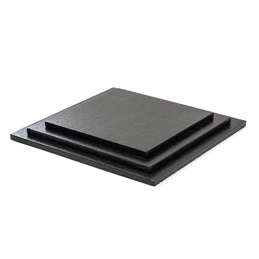 Plateaux à gâteaux cake drum carrés noirs rigides 12 mm d'épaisseur - Decora