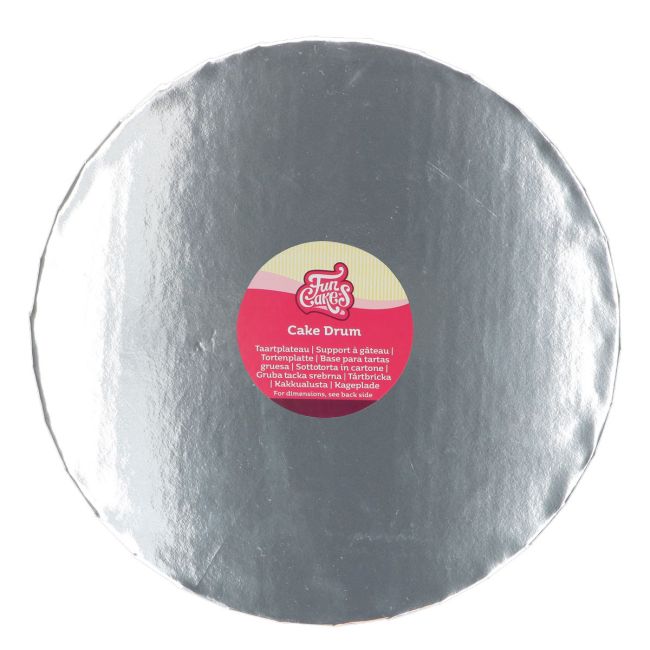 Cake Drum Rond Argent Ø32,5cm épaisseur 20mm - FunCakes
