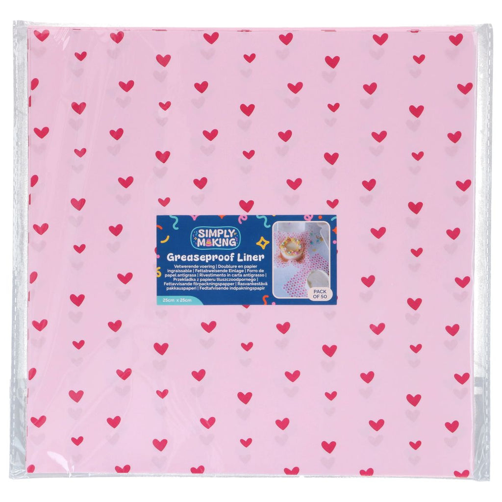 50 feuilles de papier sulfurisé coeur pour bento cake - simply making