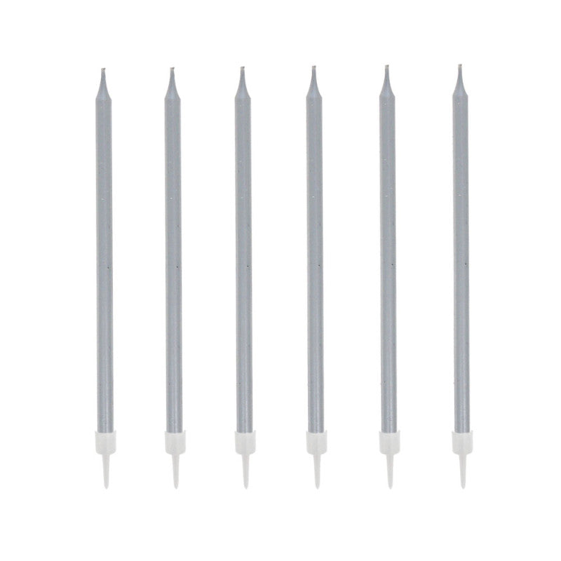 12 bougies argent hautes 13 cm