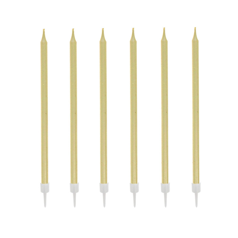 12 bougies dorées hautes 13 cm