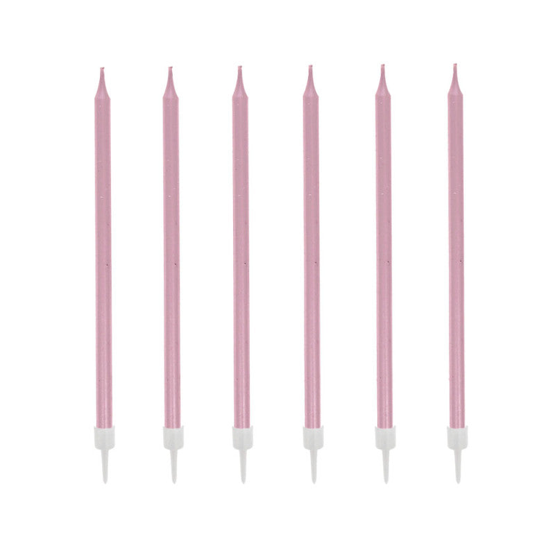 12 bougies rose hautes 13 cm