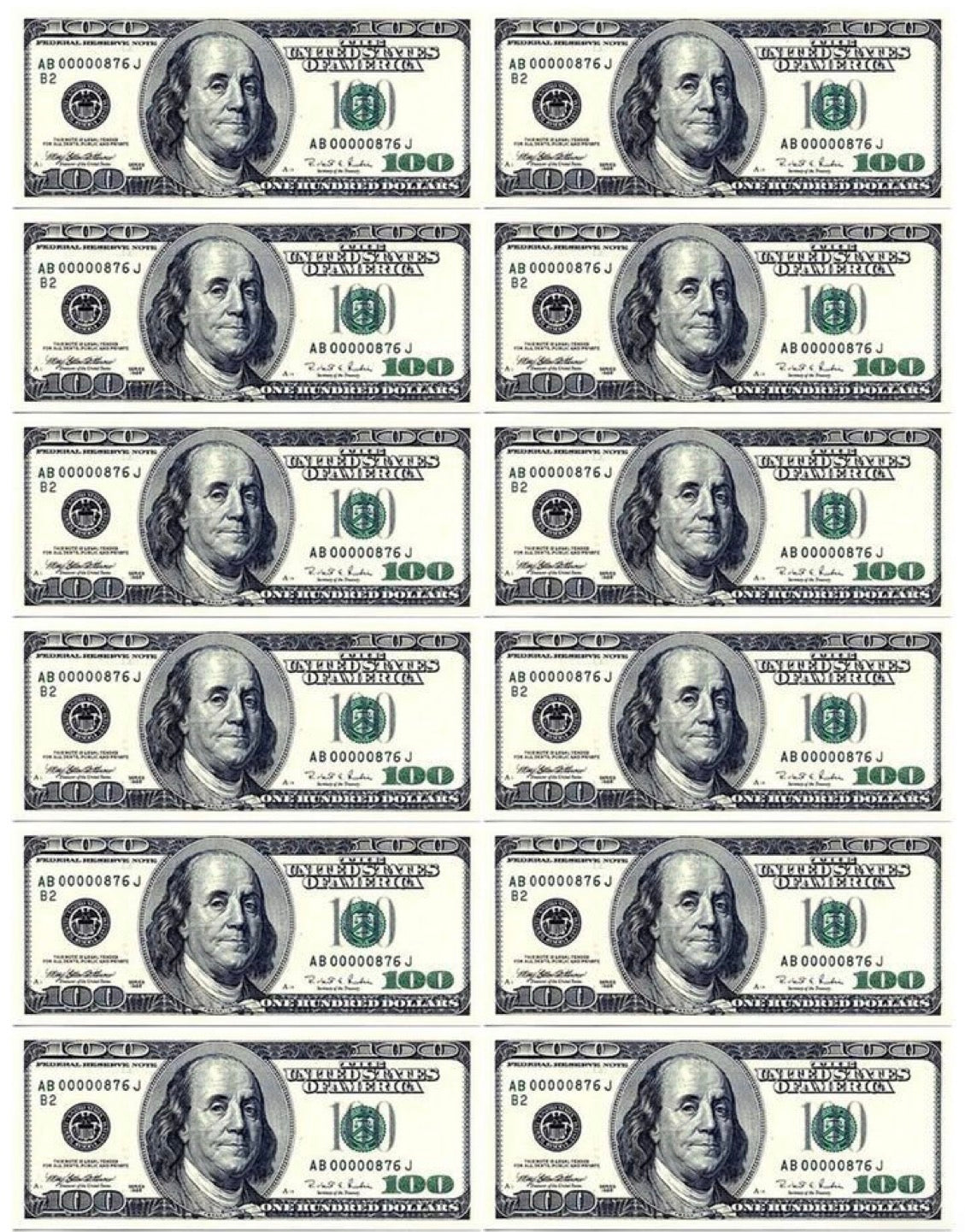 Impression feuille de sucre Dollars