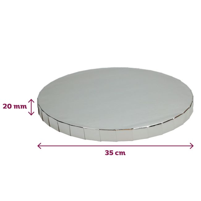 Cake Drum Rond Argent Ø35 cm épaisseur 20mm - FunCakes
