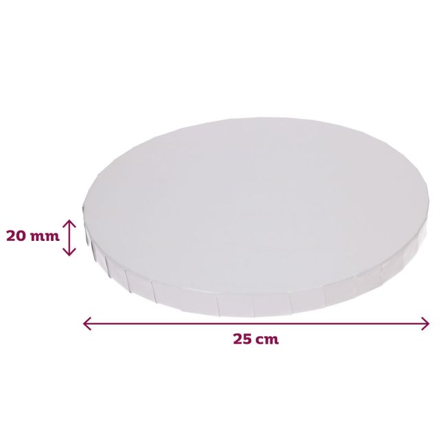 FunCakes Cake Drum Rond Blanc Ø25cm épaisseur 20mm - Funcakes