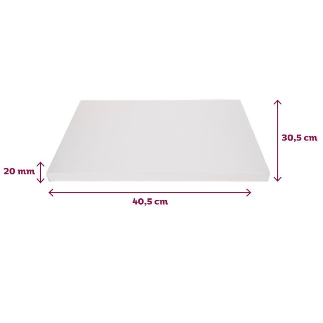 Cake Drum Oblong Blanc 40,5x30,5 cm épaisseur 20 mm - FunCakes
