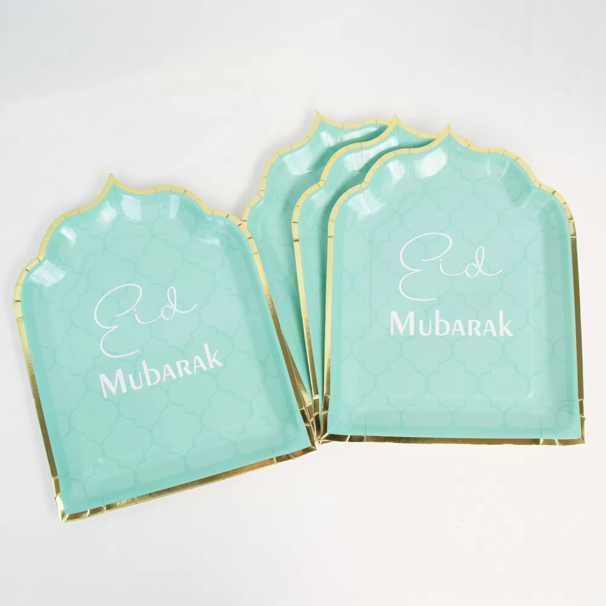 10 Assiettes Arches Eid Mubarak bleu tiffany