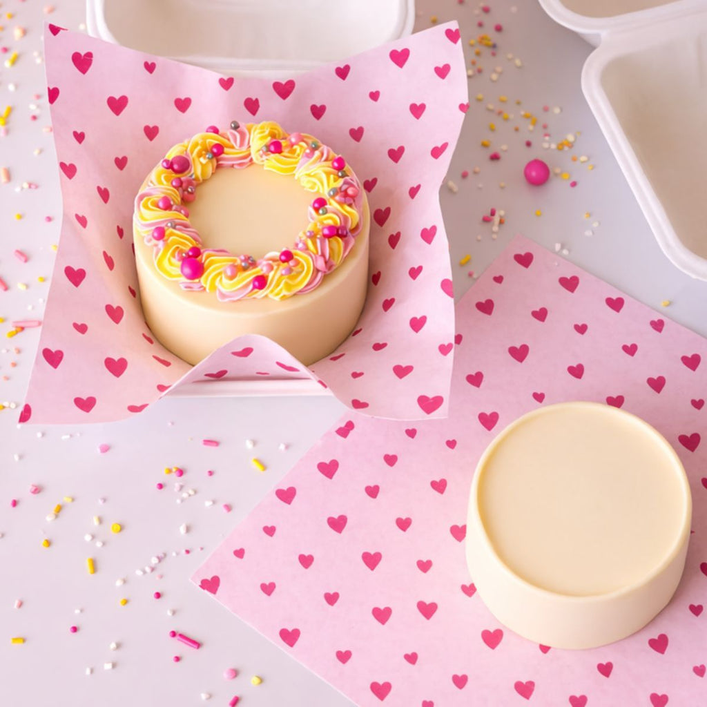 50 feuilles de papier sulfurisé coeur pour bento cake - simply making
