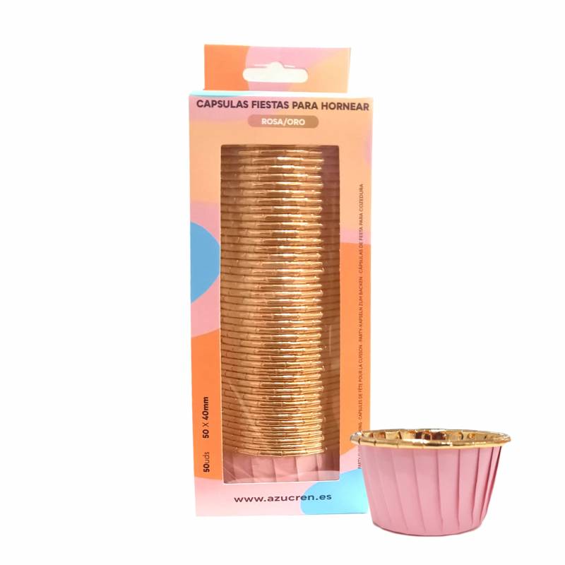 50 caissettes Rose Or rigide à cupcake