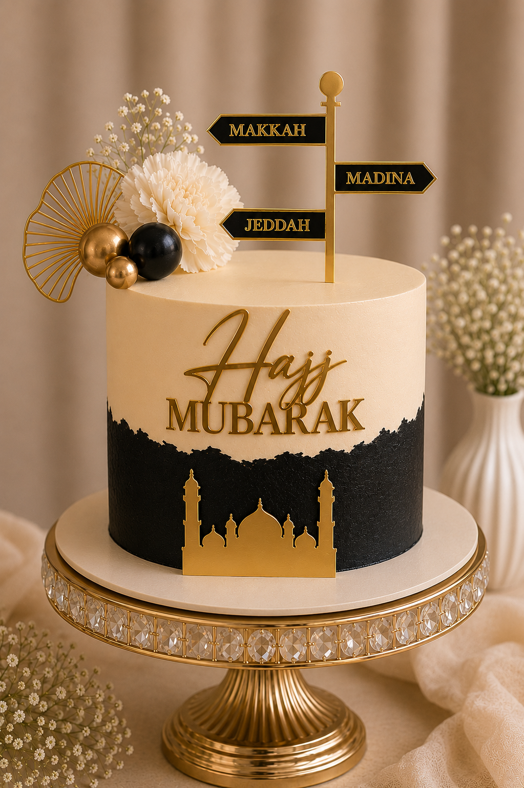 Ensemble de 1 Topper Cake + 2 Faces Toppers Modèle Hajj Or n°1 (Délai de fabrication actuel 1 jours*)