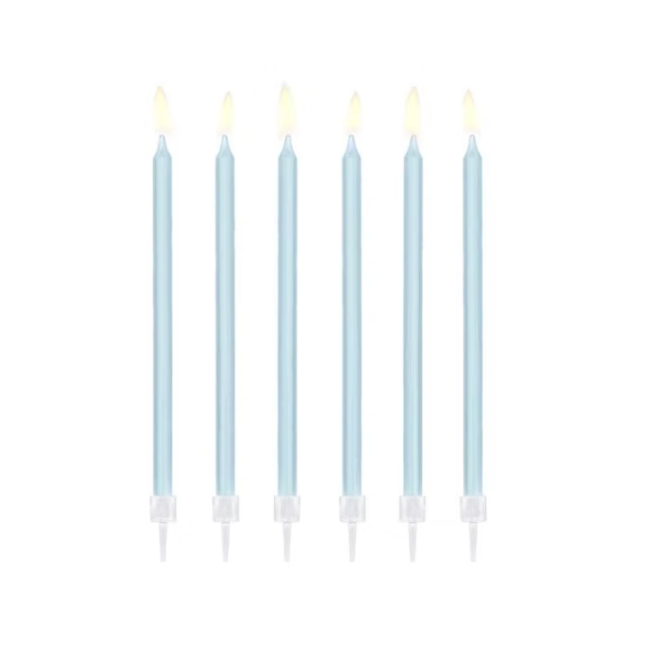 12 bougies d'anniversaire bleu clair 14 cm