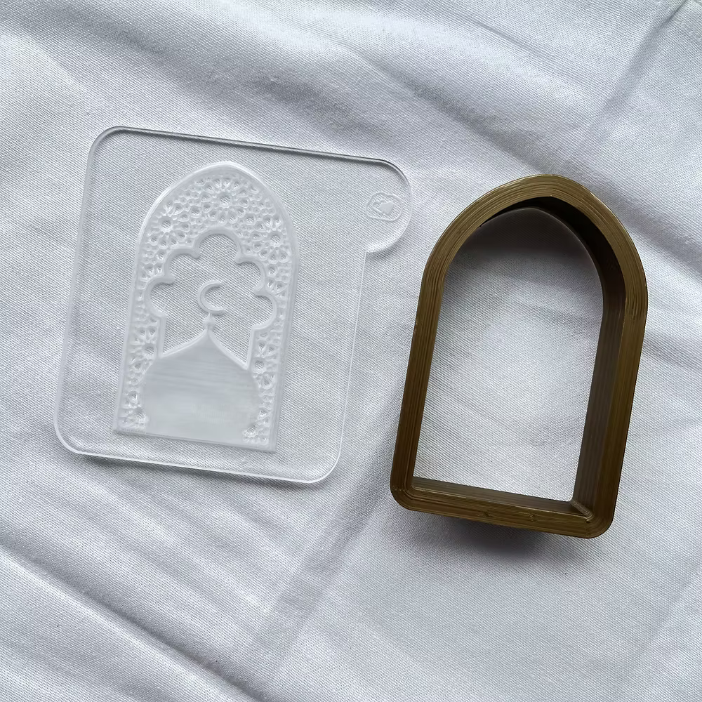 Tampon embosser + emporte-pièce à motif 3D de mosquée de fenêtre  - CCF