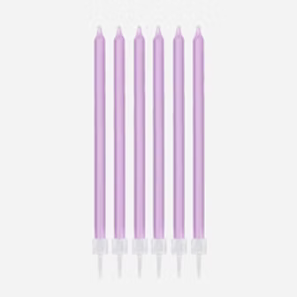 12 bougies d'anniversaire lilas 14 cm