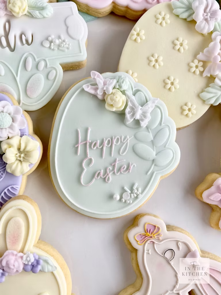 Tampon Oeuf de Pâques Happy Easter + emporte-pièce - Oh my cookies