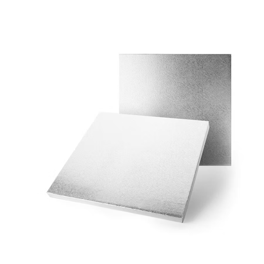 Cake drum base carré argent - 12 mm d'épaisseur
