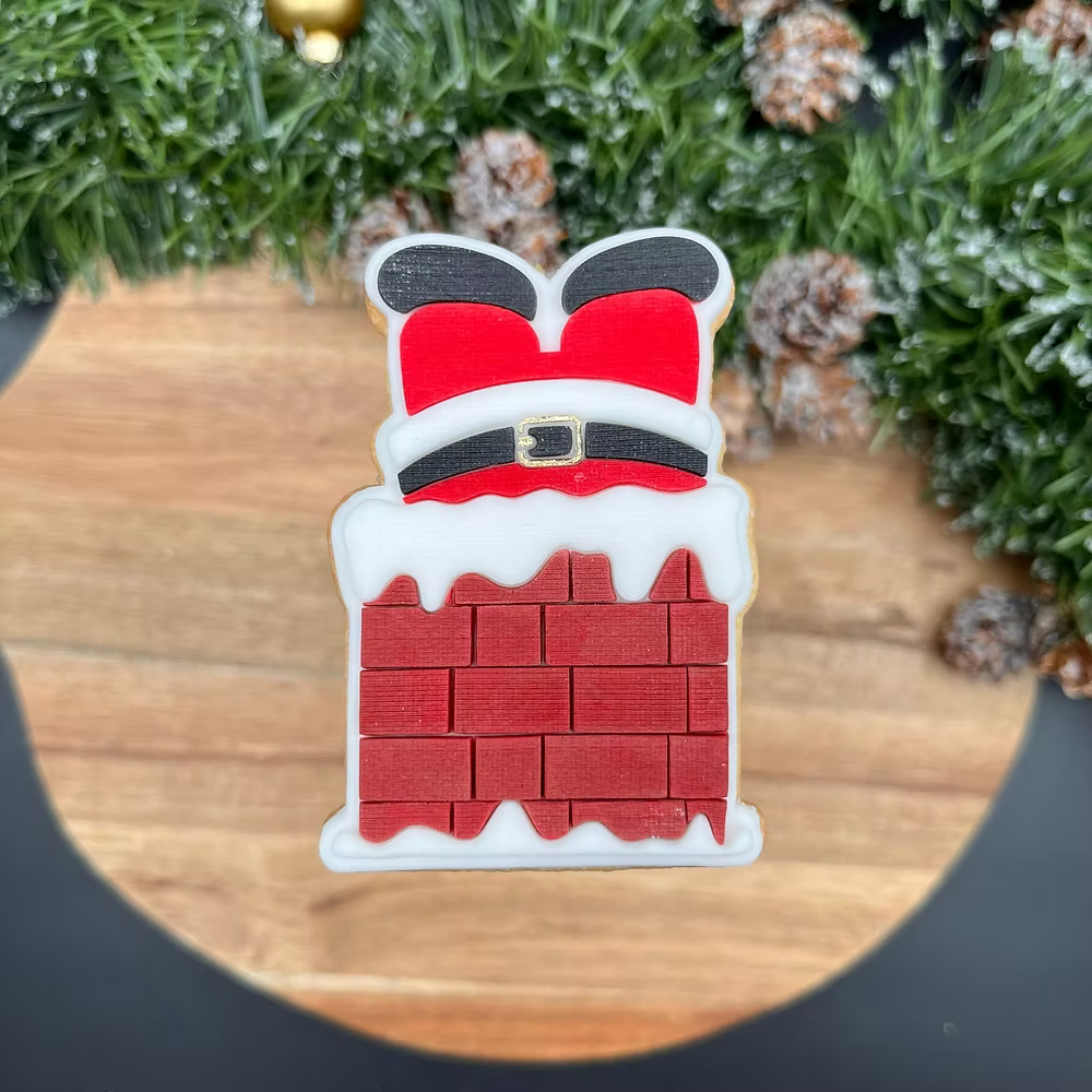 Tampon + emporte piece Père Noël dans la Cheminée - LM