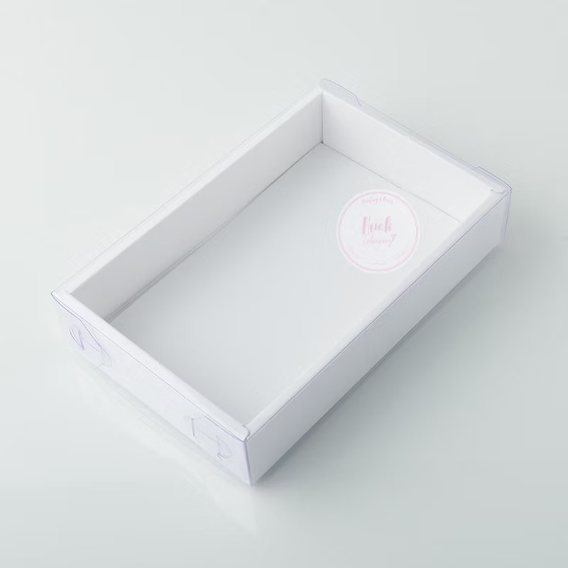 Boite blanche avec couvercle transparent pour biscuits - lot de 5