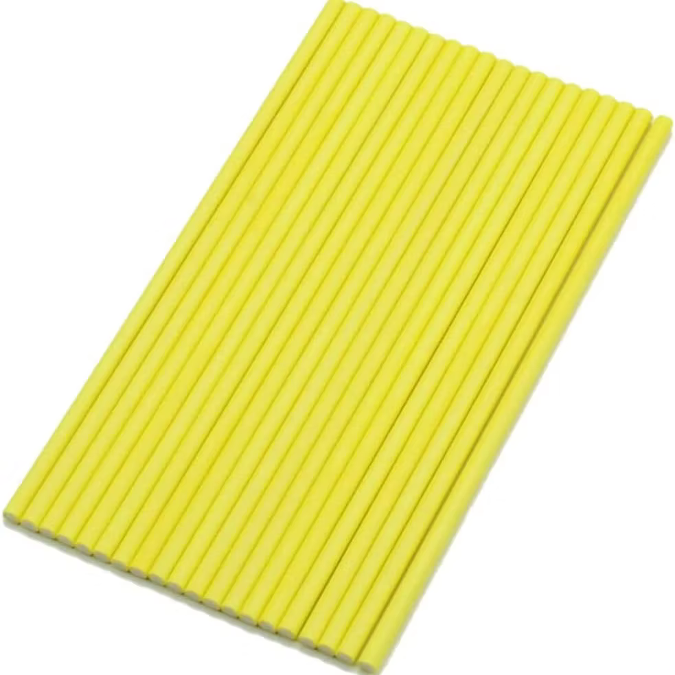 Sachet 20 bâtonnets à sucette jaune 15 cm