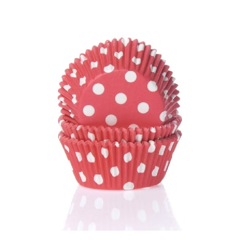 50 caissettes à cupcake rouge pois blanc - House of marie