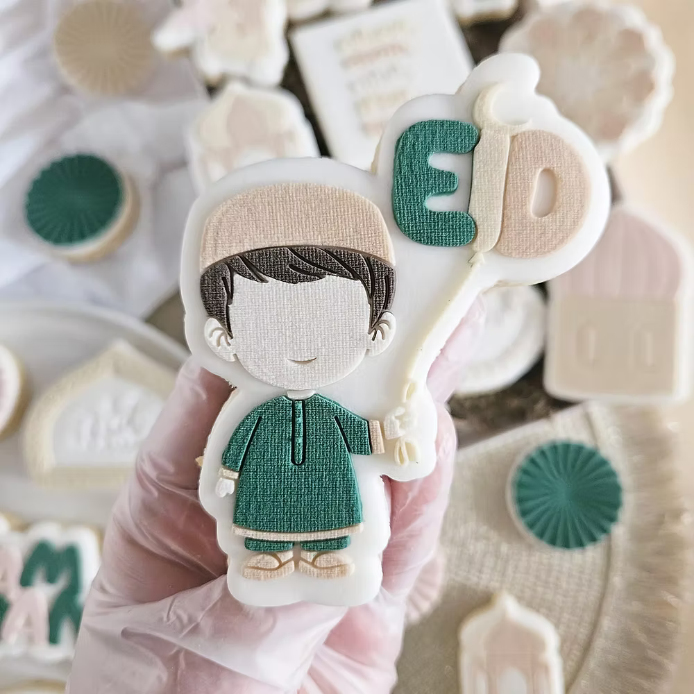 59 - Garçon Ballon EID - Tampon Acrylique + Emporte pièce