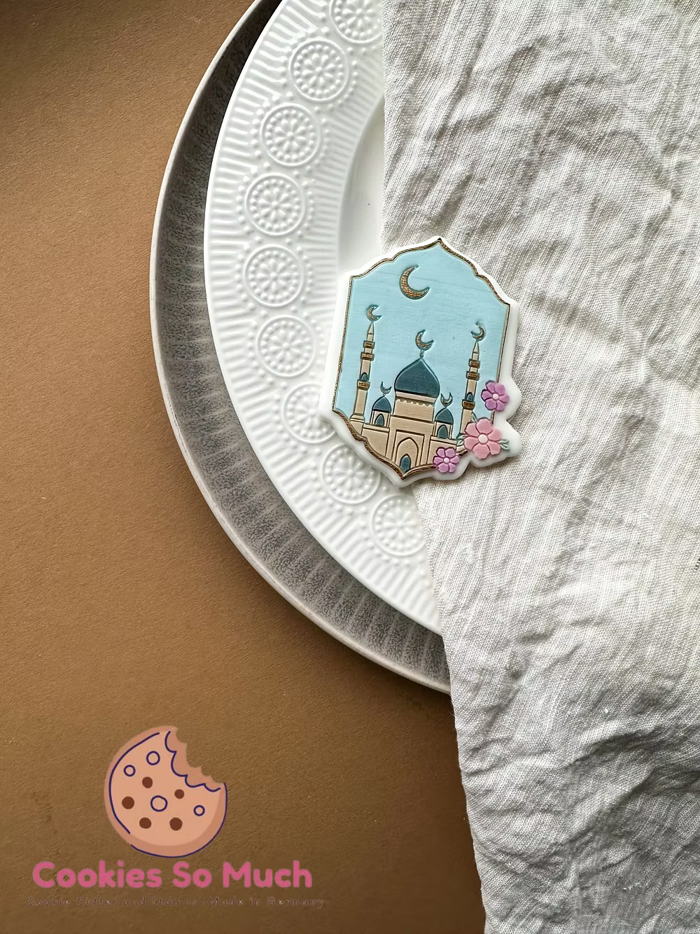 Tampon + Emporte-pièce mosquée en cadre oriental fleurs - CSM