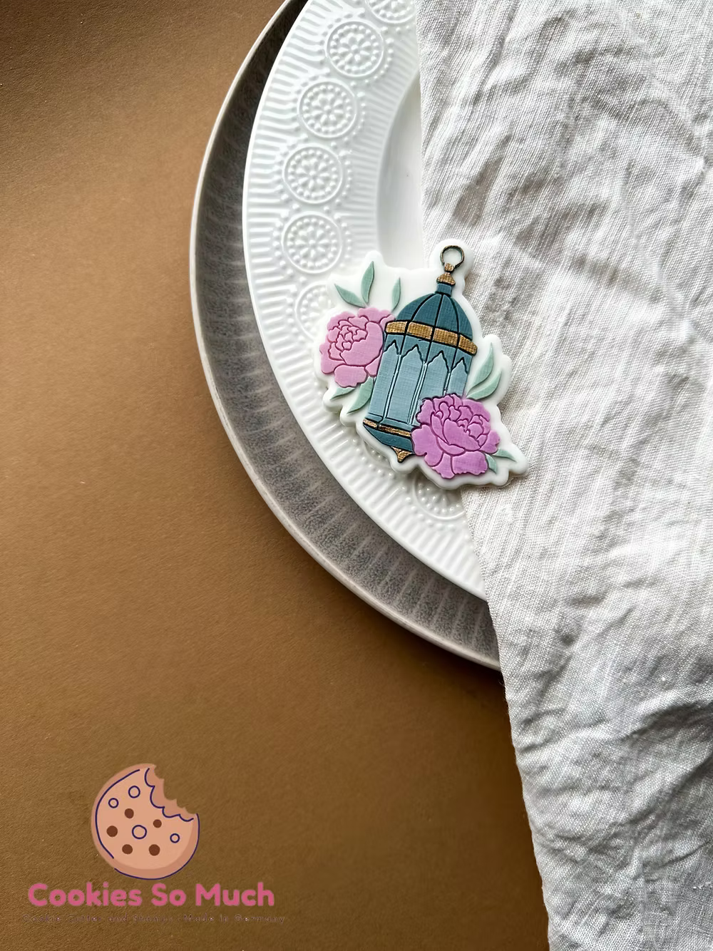 Tampon + Emporte-pièce lanterne orientale avec fleurs - CSM