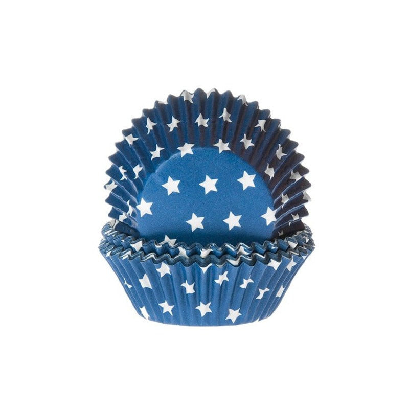 50 caissettes bleu étoile blanche - House of marie