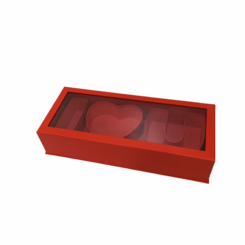 Coffret cadeau rouge I♡Y avec fenêtre transparente