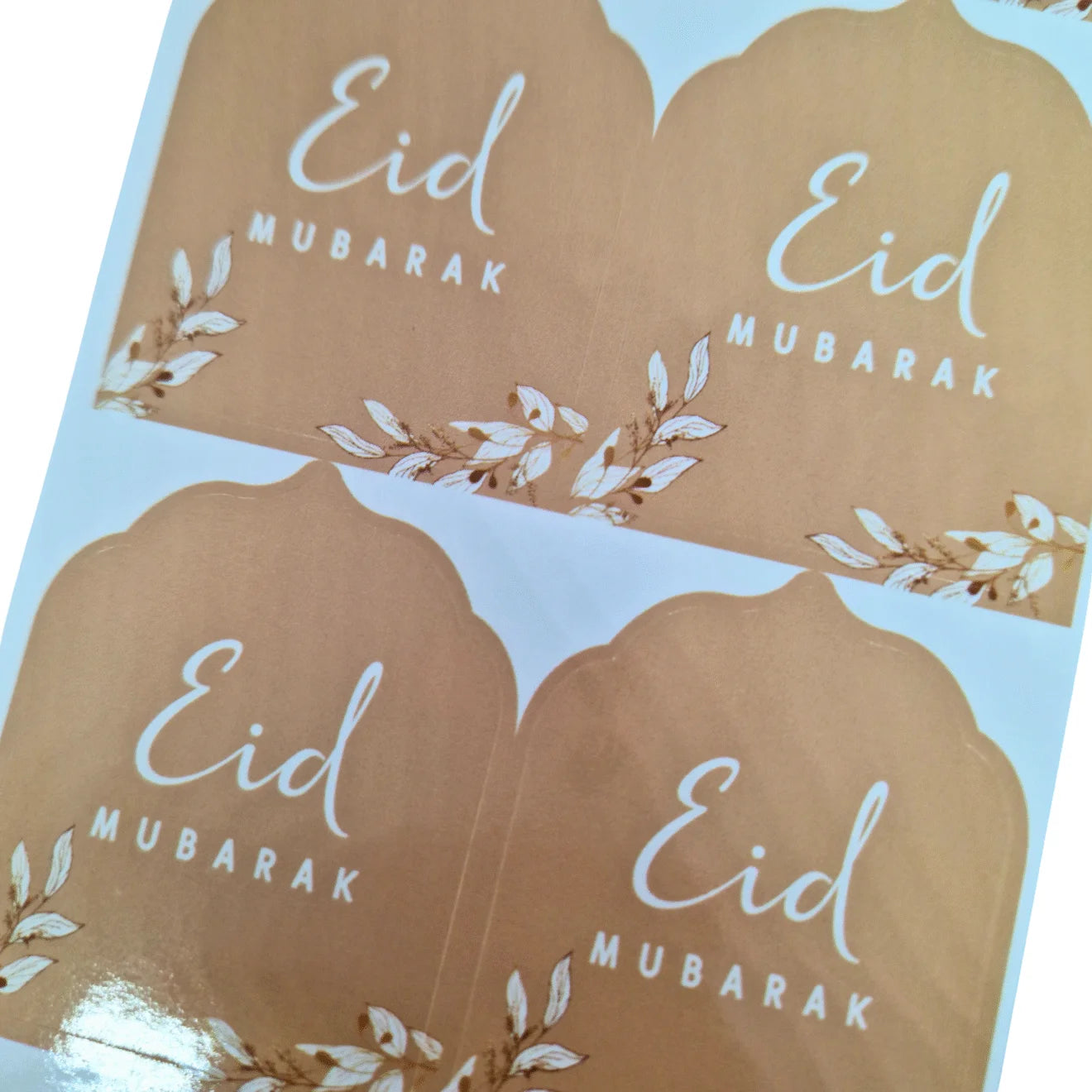 8 Stickers mats en forme d’arche Eid Mubarak beige & sable