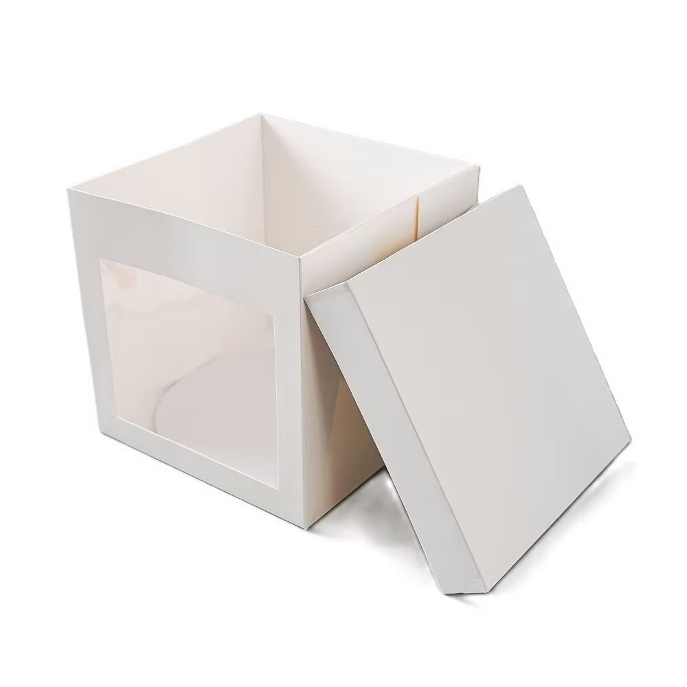 Boite à gâteau avec fenêtre transparente et support blanc 3mm