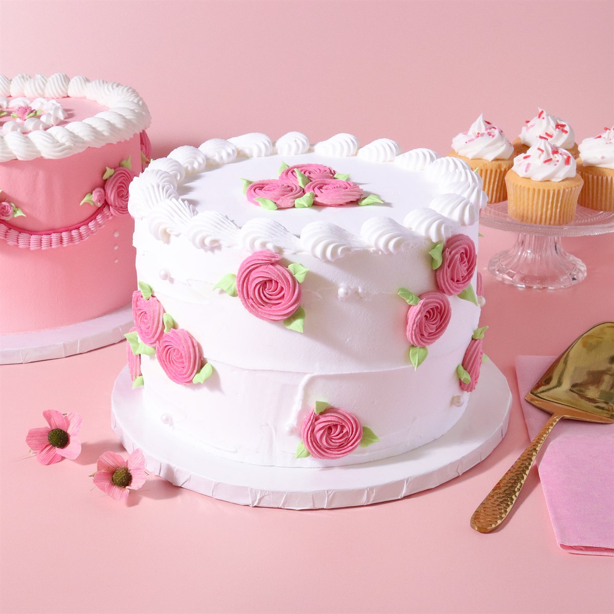 Set de 10 Plateaux à gâteau Ronds avec bords enveloppés Blanches 30 cm - PME