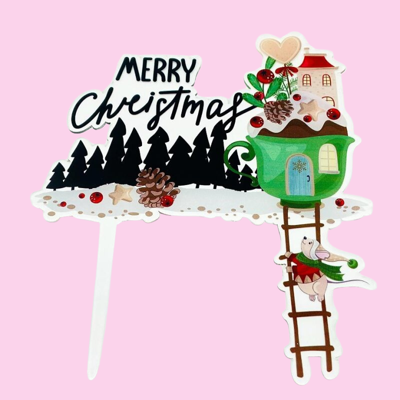 Cake topper Joyeux Noël Chocolat Chaud