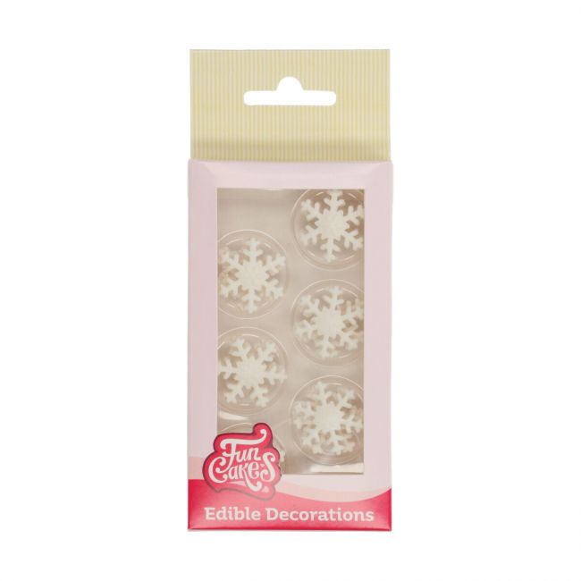 Décors en Sucre Flocons de Neige Blanc Set 12 -FunCakes