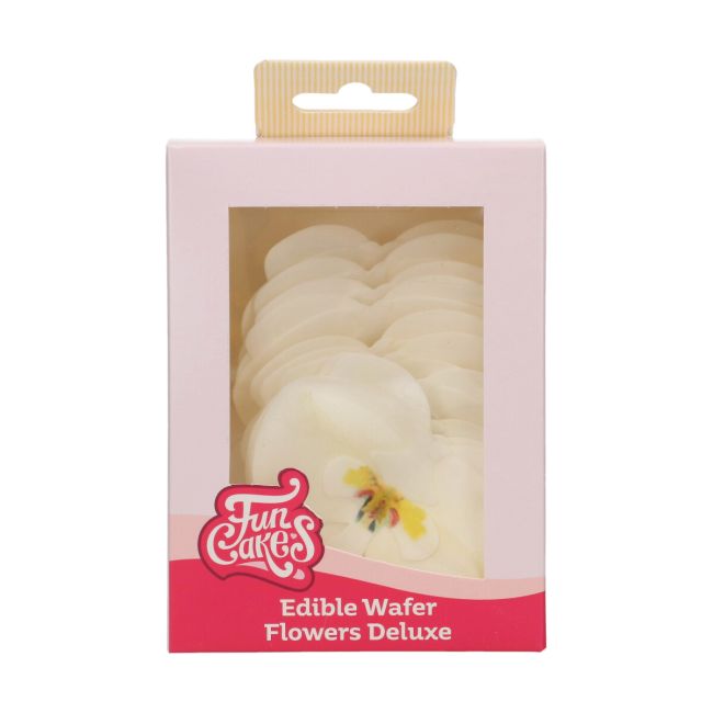 FunCakes 10 Fleurs En Papier Comestibles Deluxe Orchidée Blanc Moyenne
