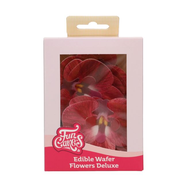 FunCakes 10 Fleurs En Papier Comestibles Deluxe Orchidée Rouge Moyenne