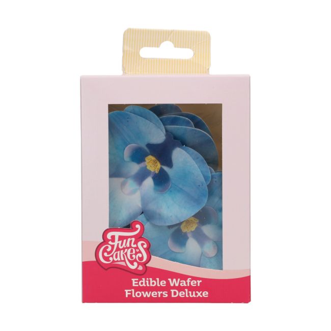 FunCakes 10 Fleurs En Papier Comestibles Deluxe Orchidée Bleu Moyenne