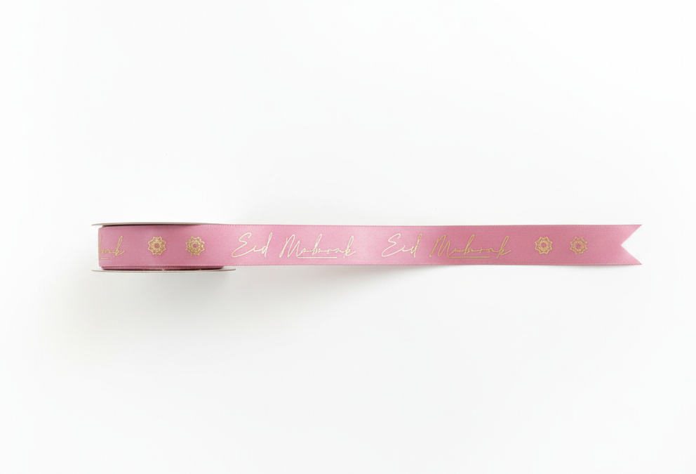 Ruban satin Eid mubarak Rosy Mauve