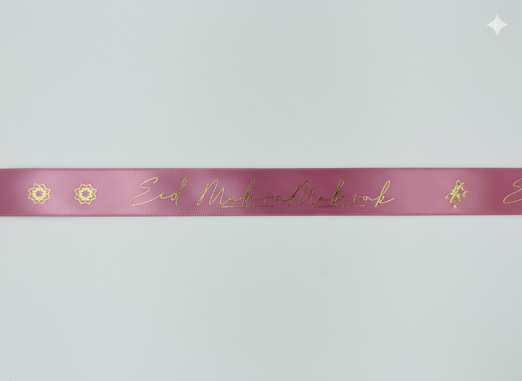 Ruban satin Eid mubarak Rosy Mauve
