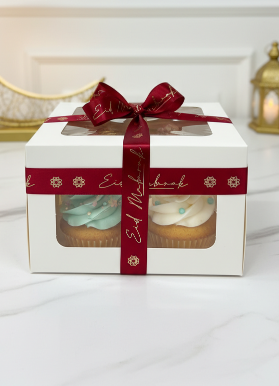 Ruban satin Eid mubarak Rouge