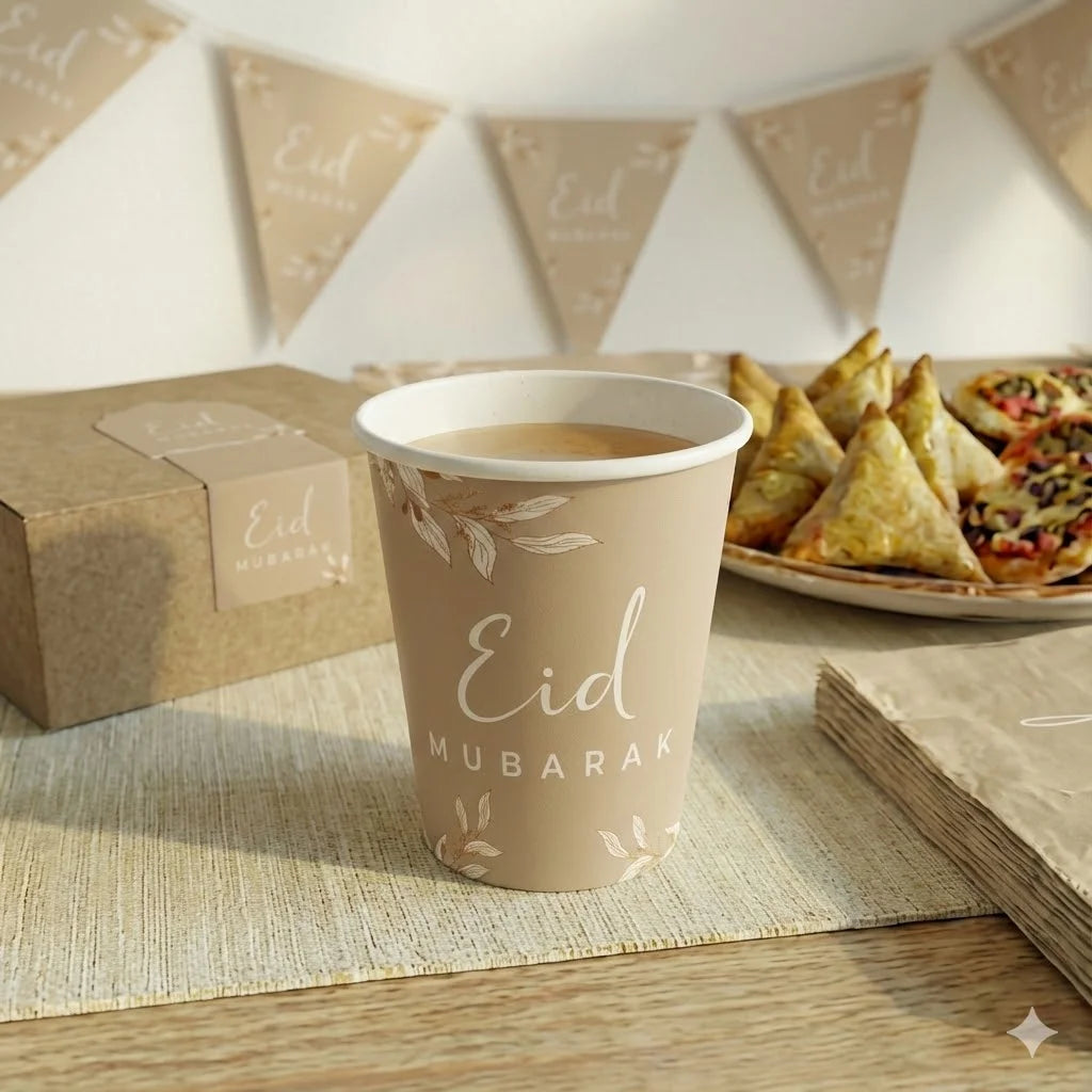 10 Gobelets Eid Mubarak beige & sable