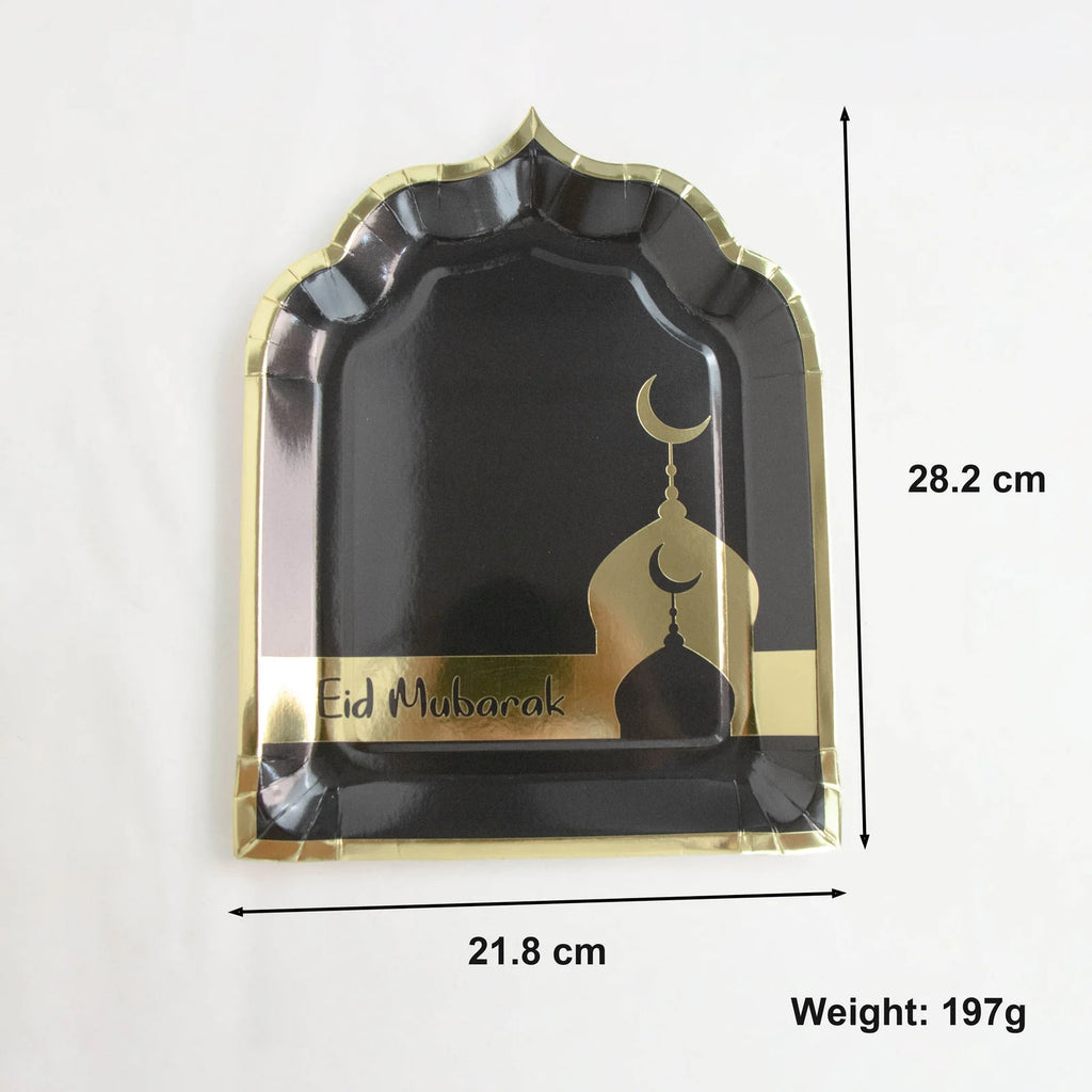 10 Assiettes Arches Eid Mubarak Noir & Or