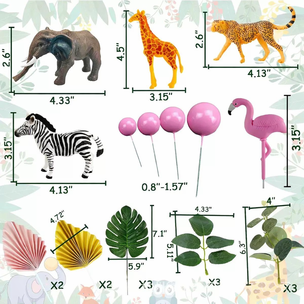 Set décoration animaux palmier