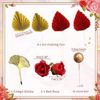 Set décoration palmier gingko rose rouge boule