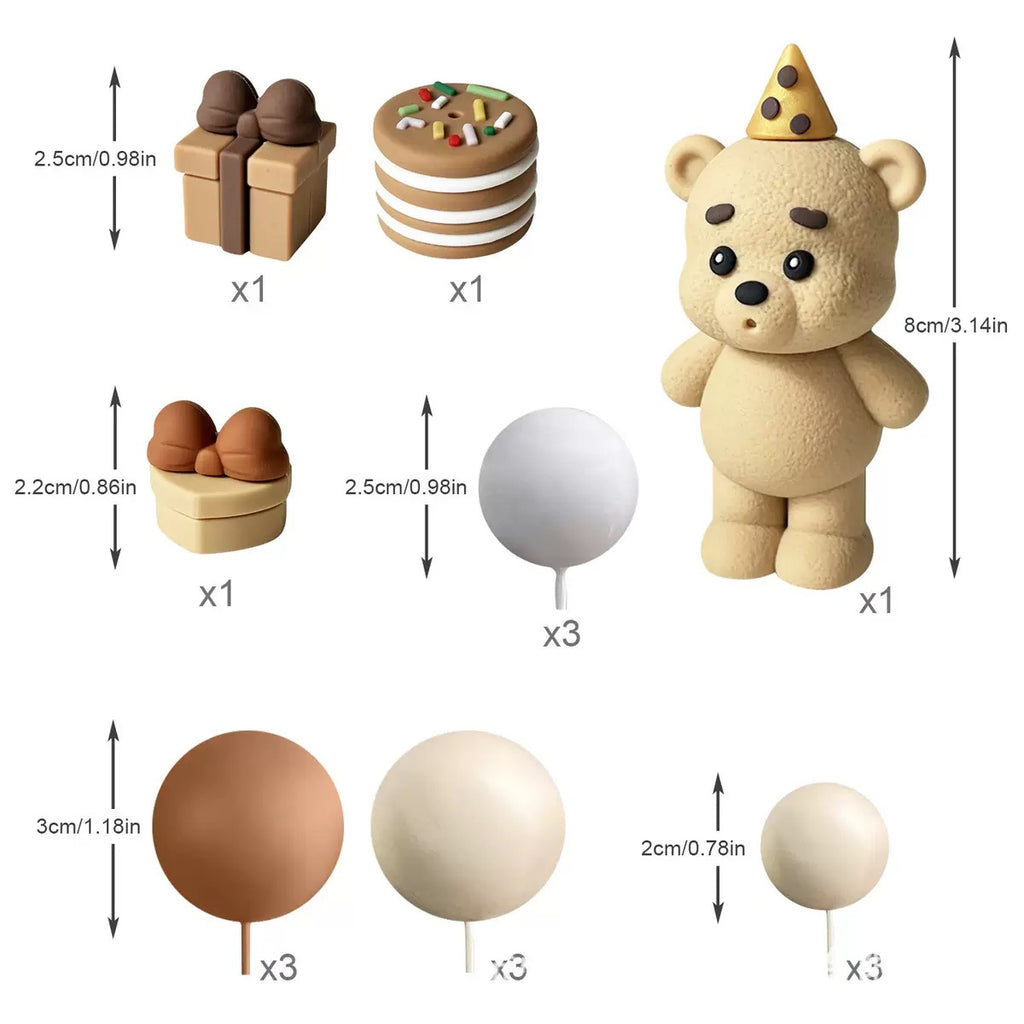 Set décoration ourson marron anniversaire boule