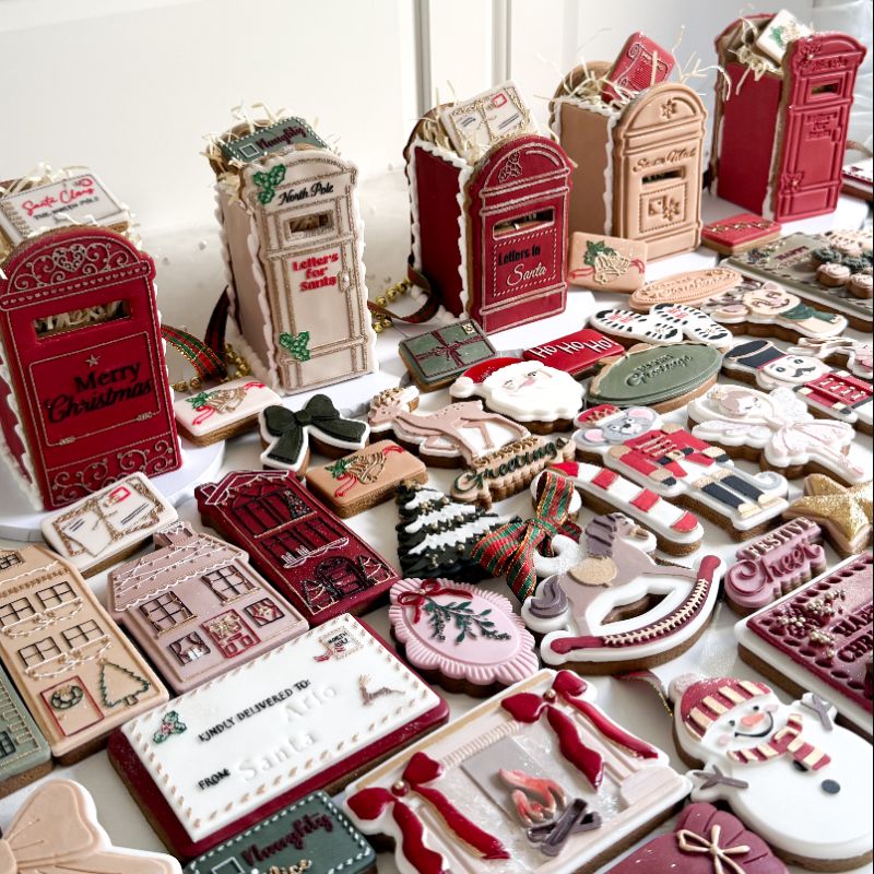 Tampon & cutters à biscuits 3D Joyeux Noël Jolie boîte aux lettres de Noël full set - Lissie Lou