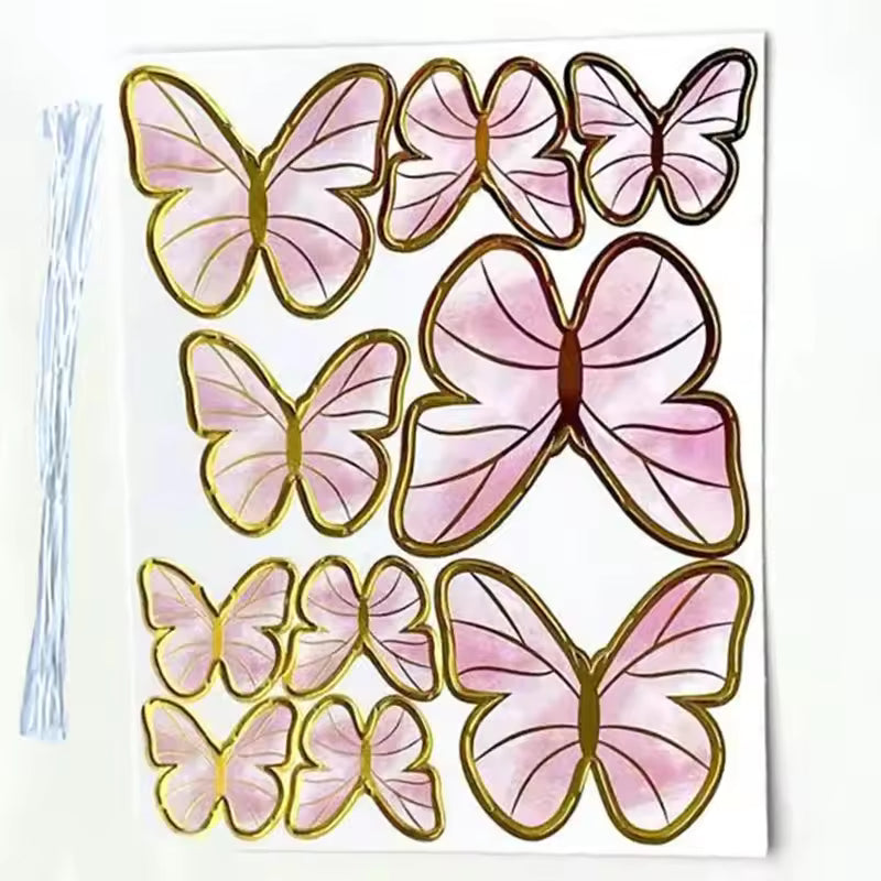 Lot de 10 Papillon rose decoration carton