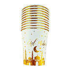 10 Gobelets Eid Mubarak Or & blanc