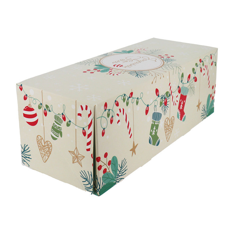 Boîte à bûche à motifs "HOHOHO" 35 x 11,5 x 10,5 cm