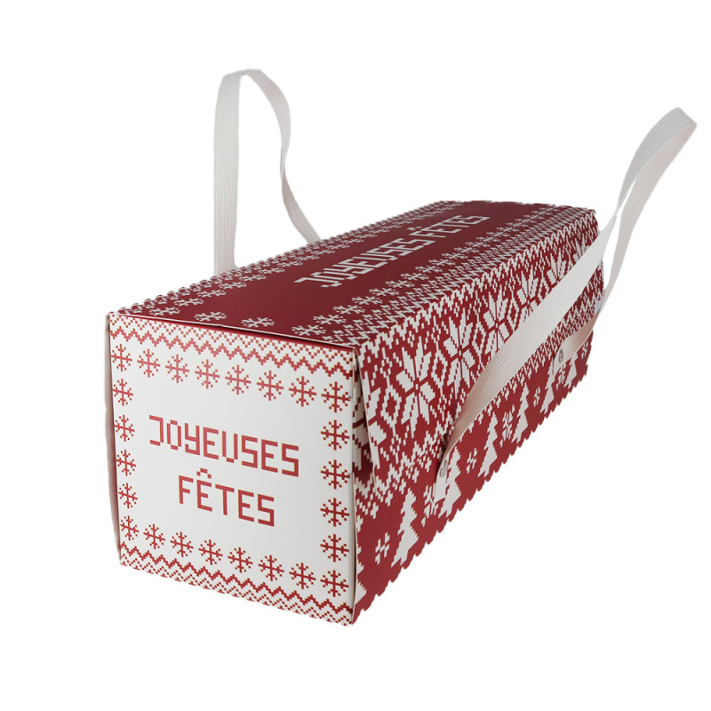 Boite à bûche imprimée jacquard avec poignées 30x11x11cm